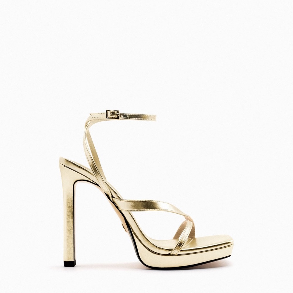 Zara | Gold Platform Sandal Heels